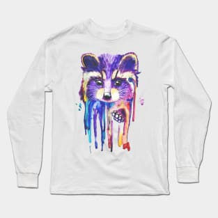 raccoon watercolor Long Sleeve T-Shirt